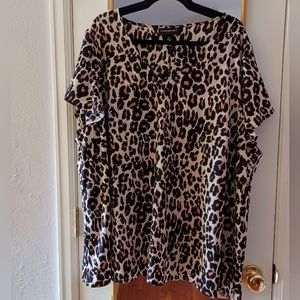 Lane Bryant Flutter Sleeve Leopard Print Blouse
